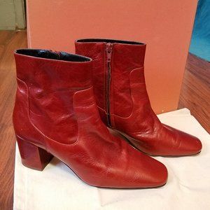 ANAKI Red Ankle Boots Red Size 9 Soft Leather